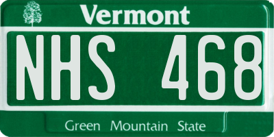 VT license plate NHS468