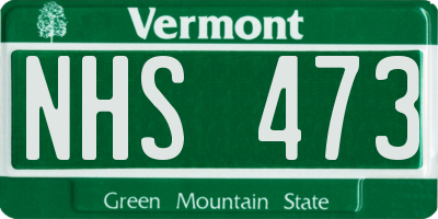 VT license plate NHS473