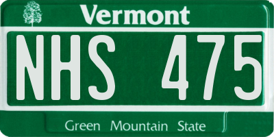 VT license plate NHS475