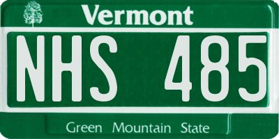VT license plate NHS485