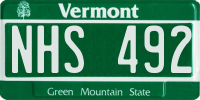 VT license plate NHS492