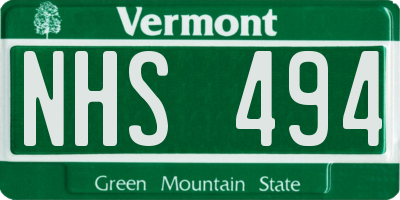 VT license plate NHS494