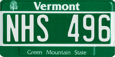 VT license plate NHS496