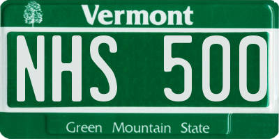 VT license plate NHS500