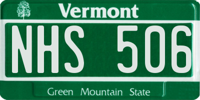 VT license plate NHS506