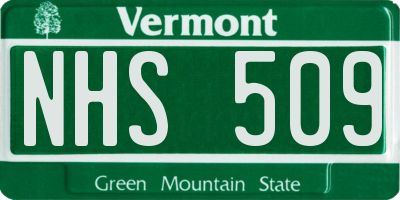 VT license plate NHS509