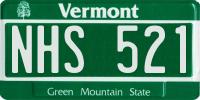 VT license plate NHS521