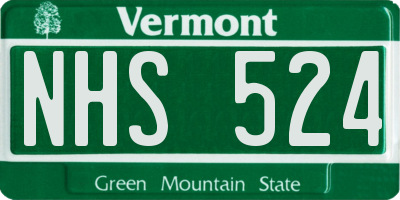 VT license plate NHS524