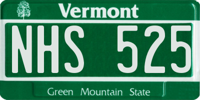 VT license plate NHS525