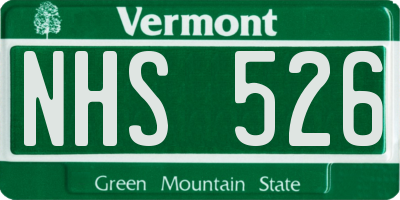 VT license plate NHS526