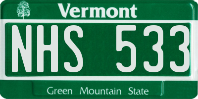 VT license plate NHS533
