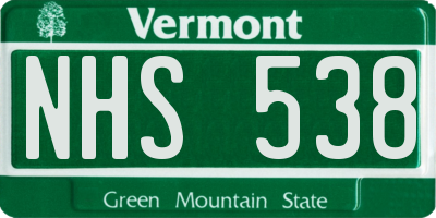 VT license plate NHS538