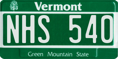 VT license plate NHS540