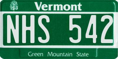 VT license plate NHS542