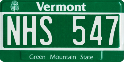 VT license plate NHS547