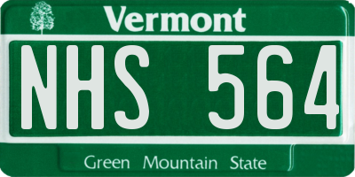 VT license plate NHS564