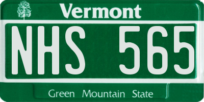 VT license plate NHS565