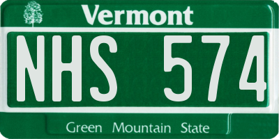 VT license plate NHS574