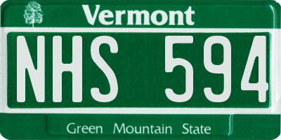 VT license plate NHS594