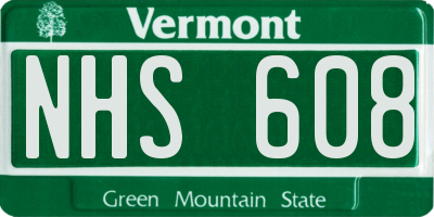VT license plate NHS608