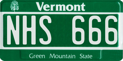 VT license plate NHS666