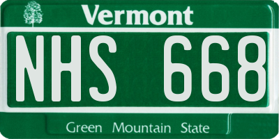 VT license plate NHS668