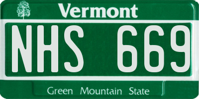VT license plate NHS669