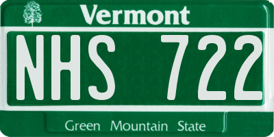 VT license plate NHS722