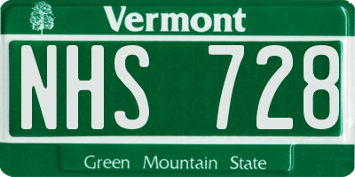 VT license plate NHS728