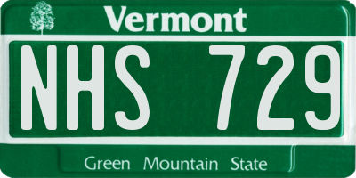 VT license plate NHS729