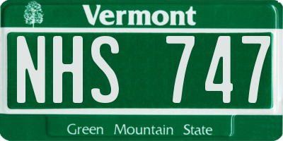 VT license plate NHS747