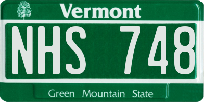 VT license plate NHS748