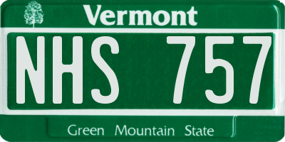VT license plate NHS757