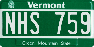 VT license plate NHS759
