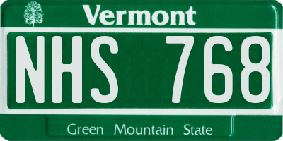 VT license plate NHS768