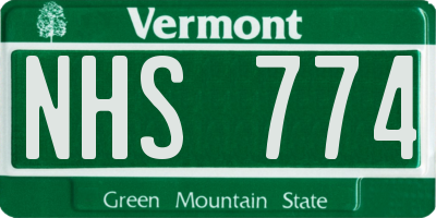VT license plate NHS774