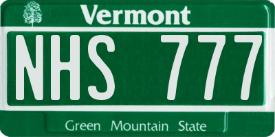 VT license plate NHS777