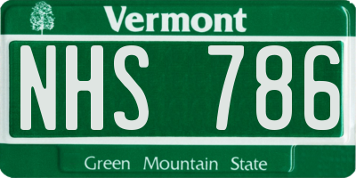 VT license plate NHS786