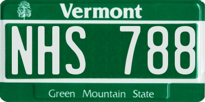 VT license plate NHS788