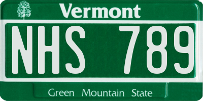 VT license plate NHS789