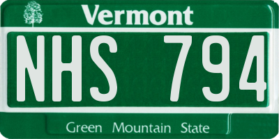VT license plate NHS794