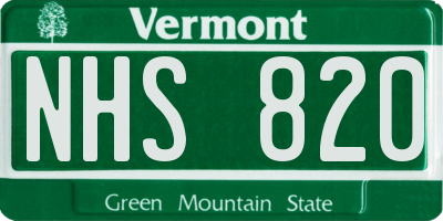 VT license plate NHS820