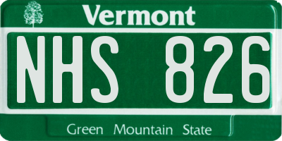 VT license plate NHS826