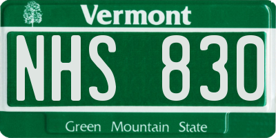 VT license plate NHS830