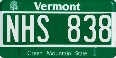 VT license plate NHS838