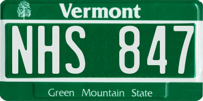 VT license plate NHS847