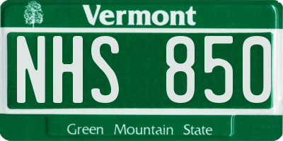 VT license plate NHS850