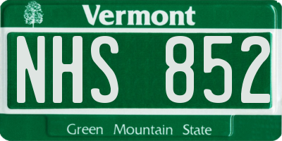 VT license plate NHS852
