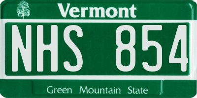 VT license plate NHS854