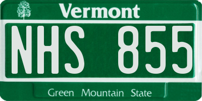 VT license plate NHS855
